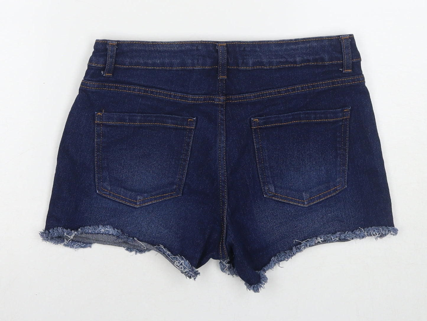 Denim & Co. Womens Blue Cotton Cut-Off Shorts Size 12 L3 in Regular Zip