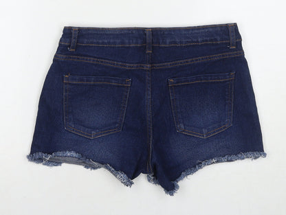 Denim & Co. Womens Blue Cotton Cut-Off Shorts Size 12 L3 in Regular Zip