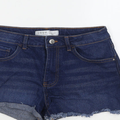 Denim & Co. Womens Blue Cotton Cut-Off Shorts Size 12 L3 in Regular Zip