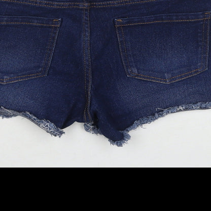 Denim & Co. Womens Blue Cotton Cut-Off Shorts Size 12 L3 in Regular Zip