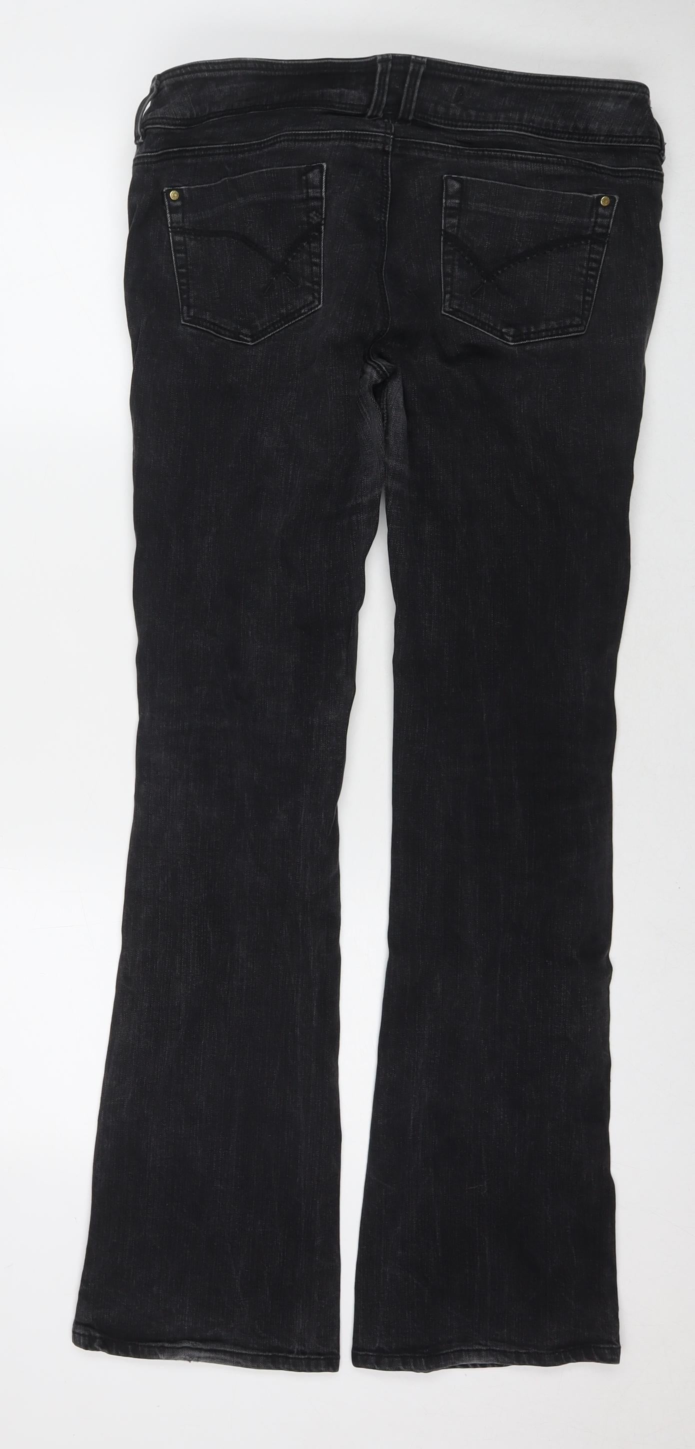 Topshop Womens Black Cotton Bootcut Jeans Size 34 in L34 in Regular Zip