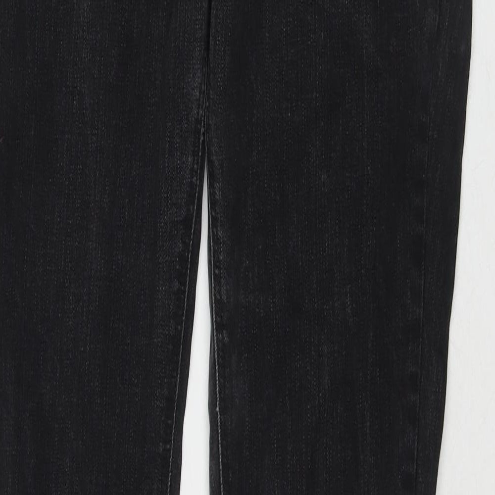 Topshop Womens Black Cotton Bootcut Jeans Size 34 in L34 in Regular Zip