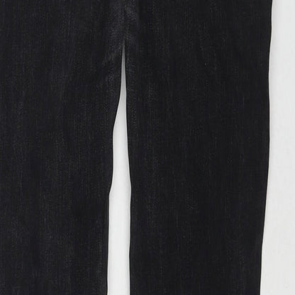 Topshop Womens Black Cotton Bootcut Jeans Size 34 in L34 in Regular Zip