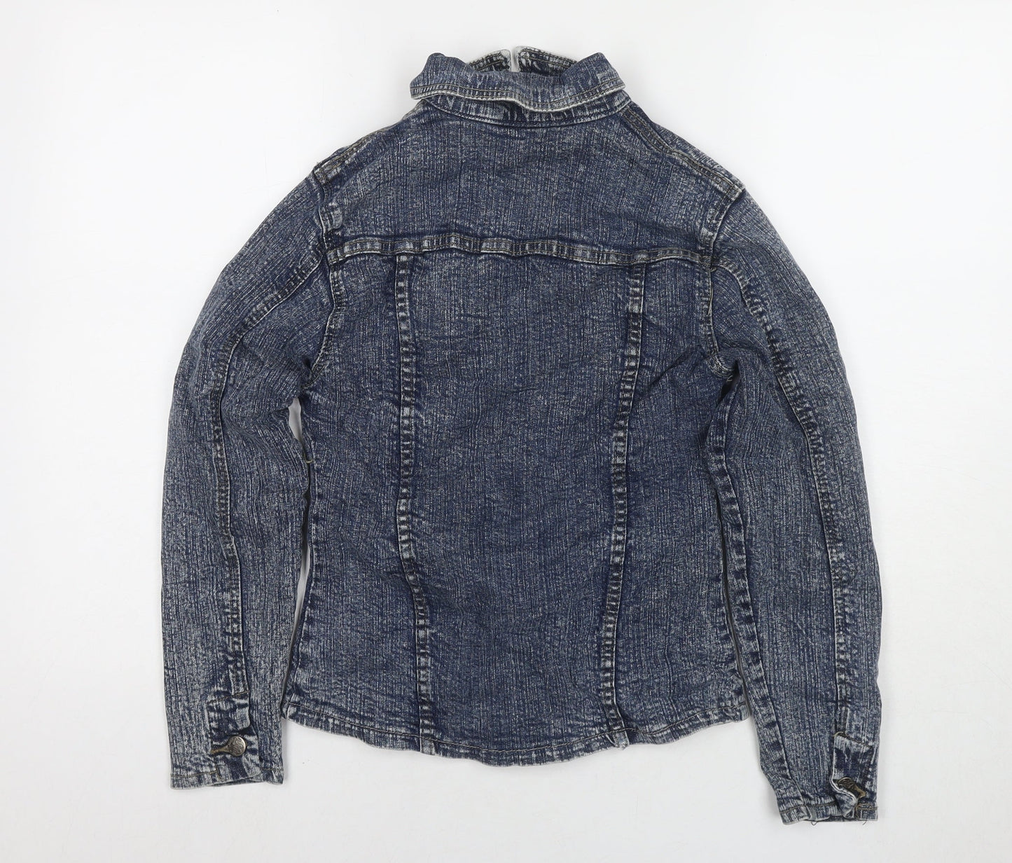 Butterfly Girls Blue Jacket Size L Button