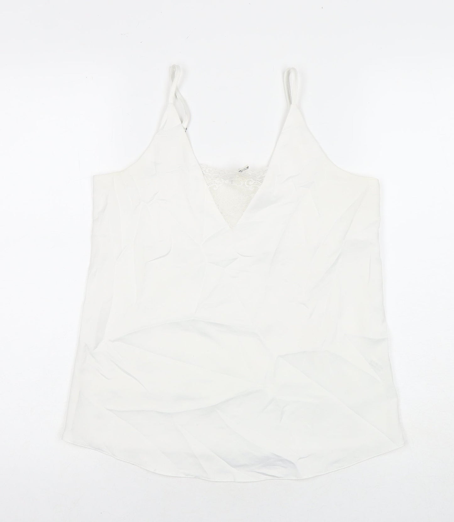 Miss Selfridge Womens White Polyester Basic Tank Size 6 V-Neck