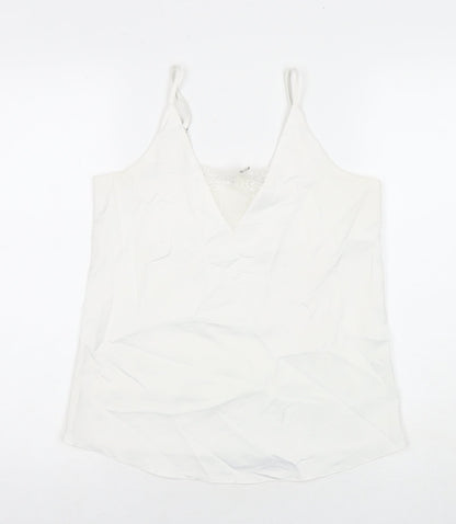 Miss Selfridge Womens White Polyester Basic Tank Size 6 V-Neck