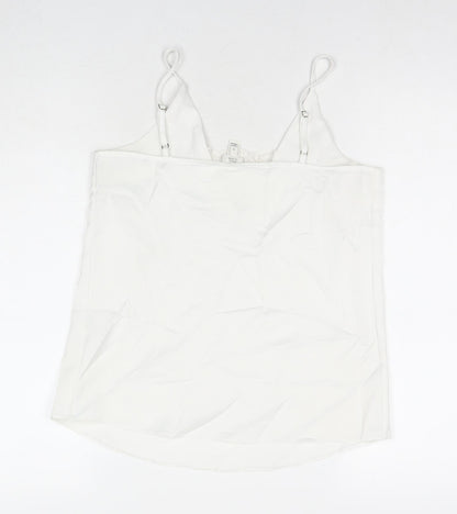 Miss Selfridge Womens White Polyester Basic Tank Size 6 V-Neck