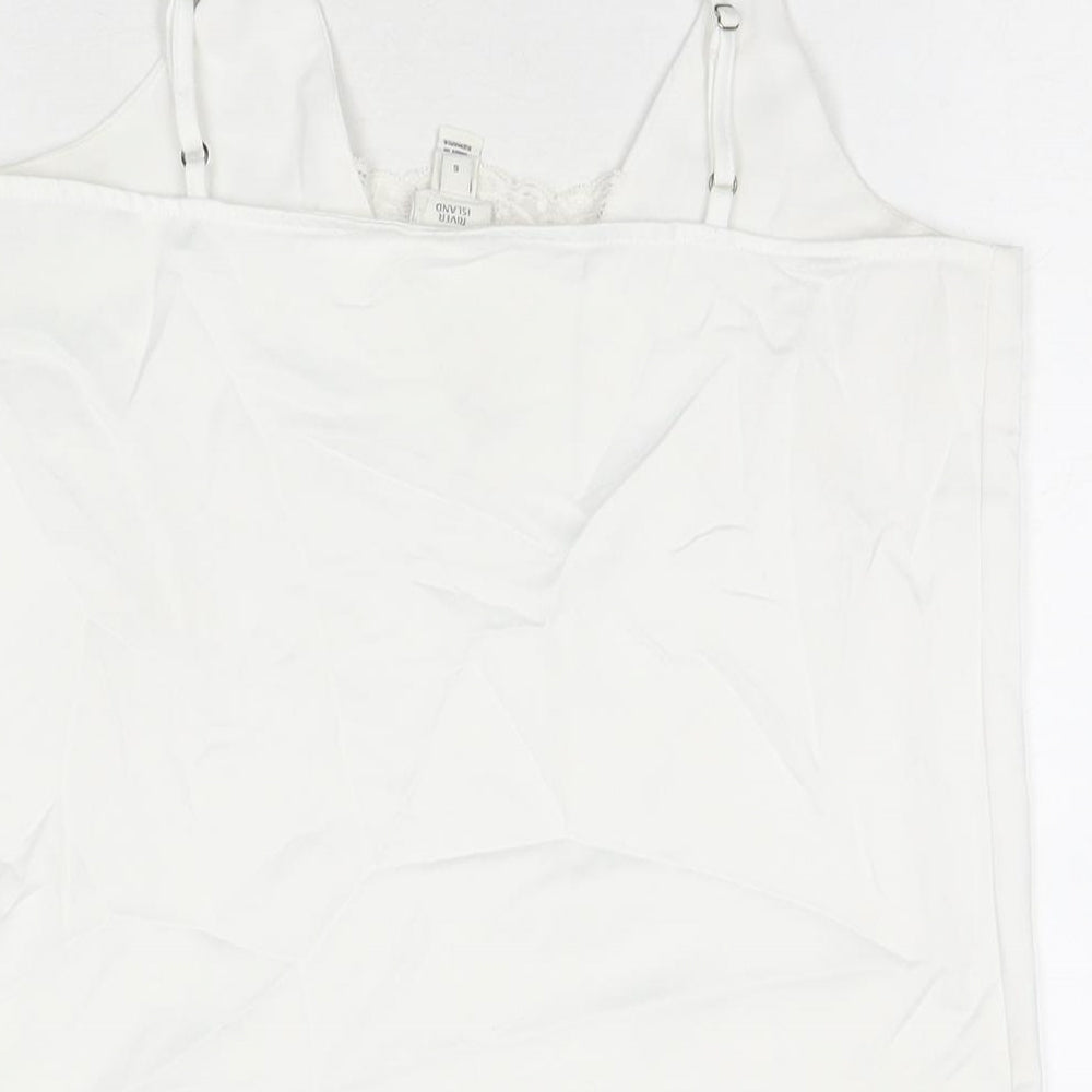 Miss Selfridge Womens White Polyester Basic Tank Size 6 V-Neck