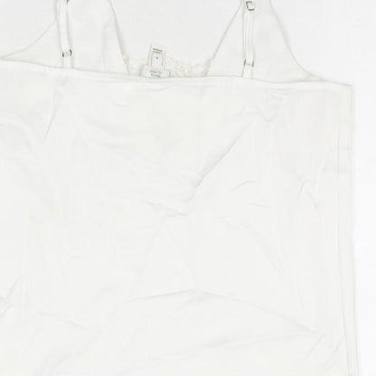Miss Selfridge Womens White Polyester Basic Tank Size 6 V-Neck
