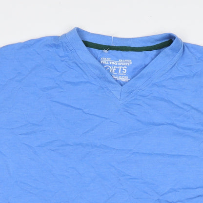 Full Time Sport Mens Blue Polyester Blend T-Shirt Size 2XL Round Neck