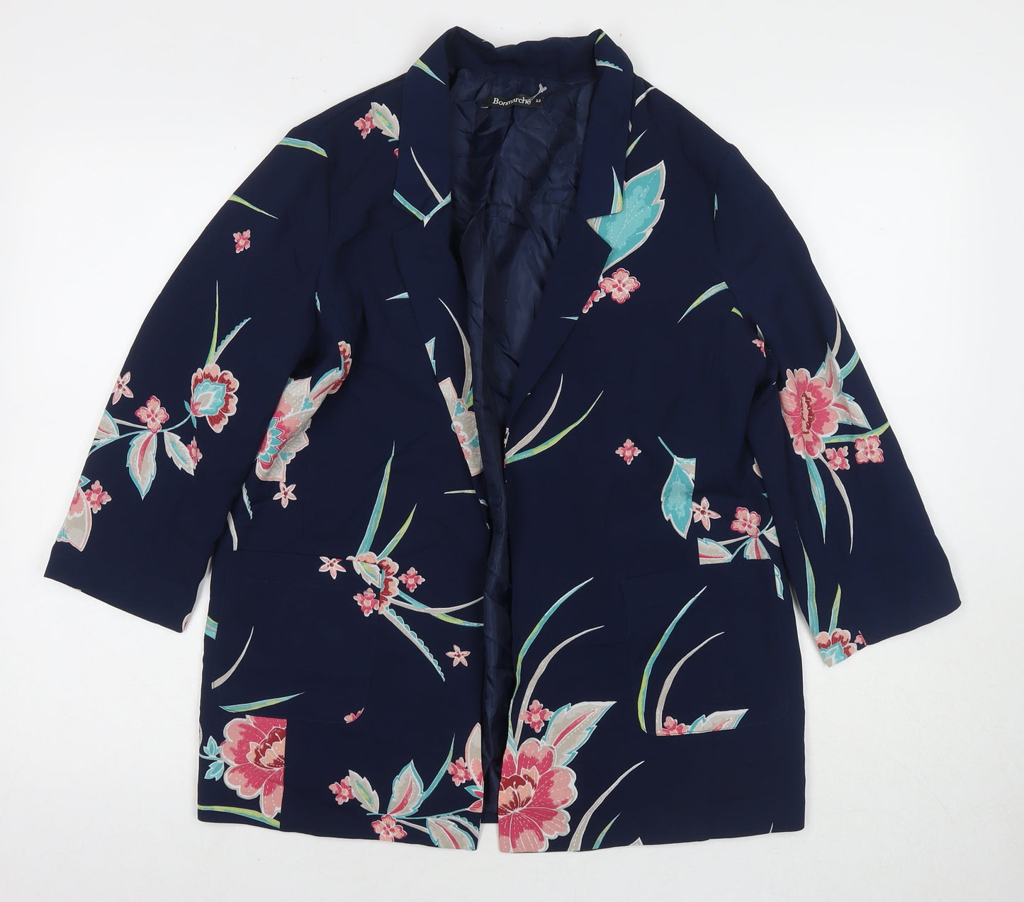 Womens UK Size 12 Bonmarché Blue Kimono Coat