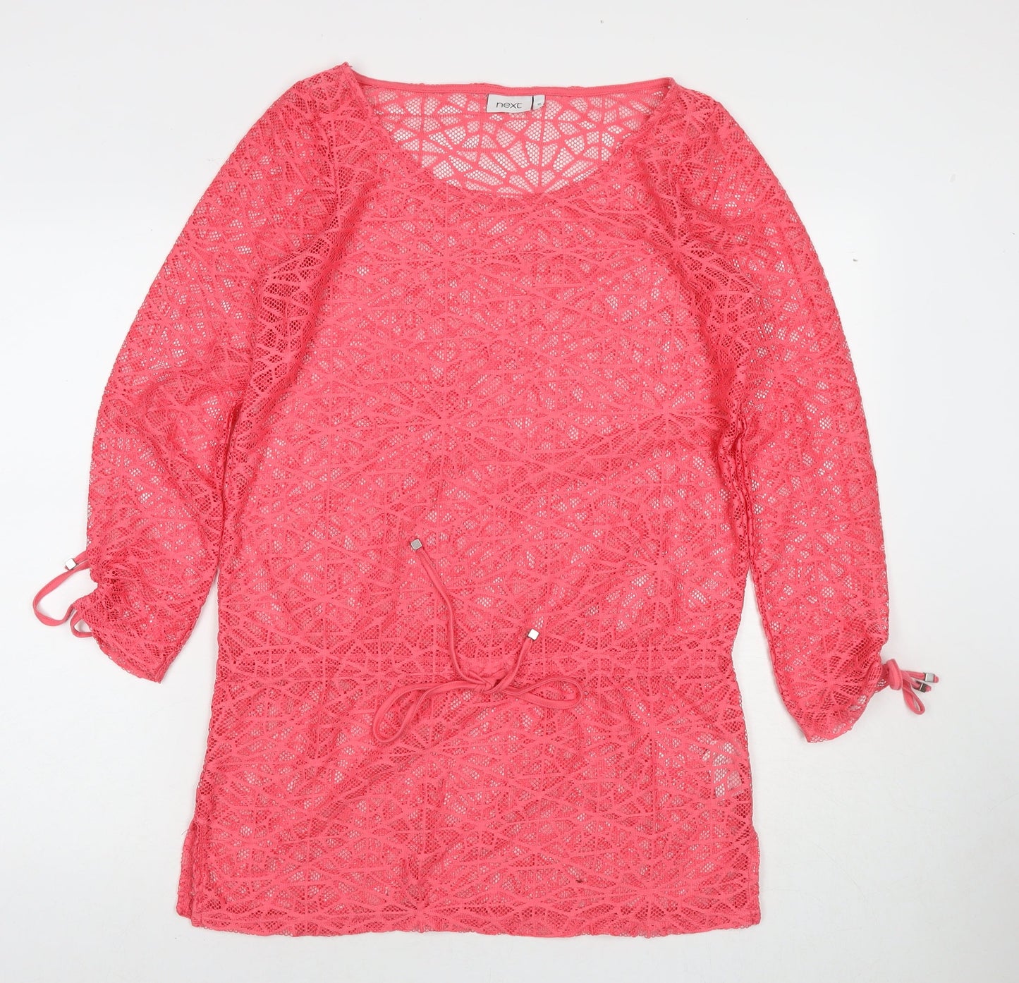 NEXT Womens Pink Polyester T-Shirt Dress Size 10 Roll Neck Pullover - Beach Cover-Up