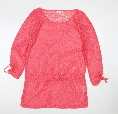 NEXT Womens Pink Polyester T-Shirt Dress Size 10 Roll Neck Pullover - Beach Cover-Up