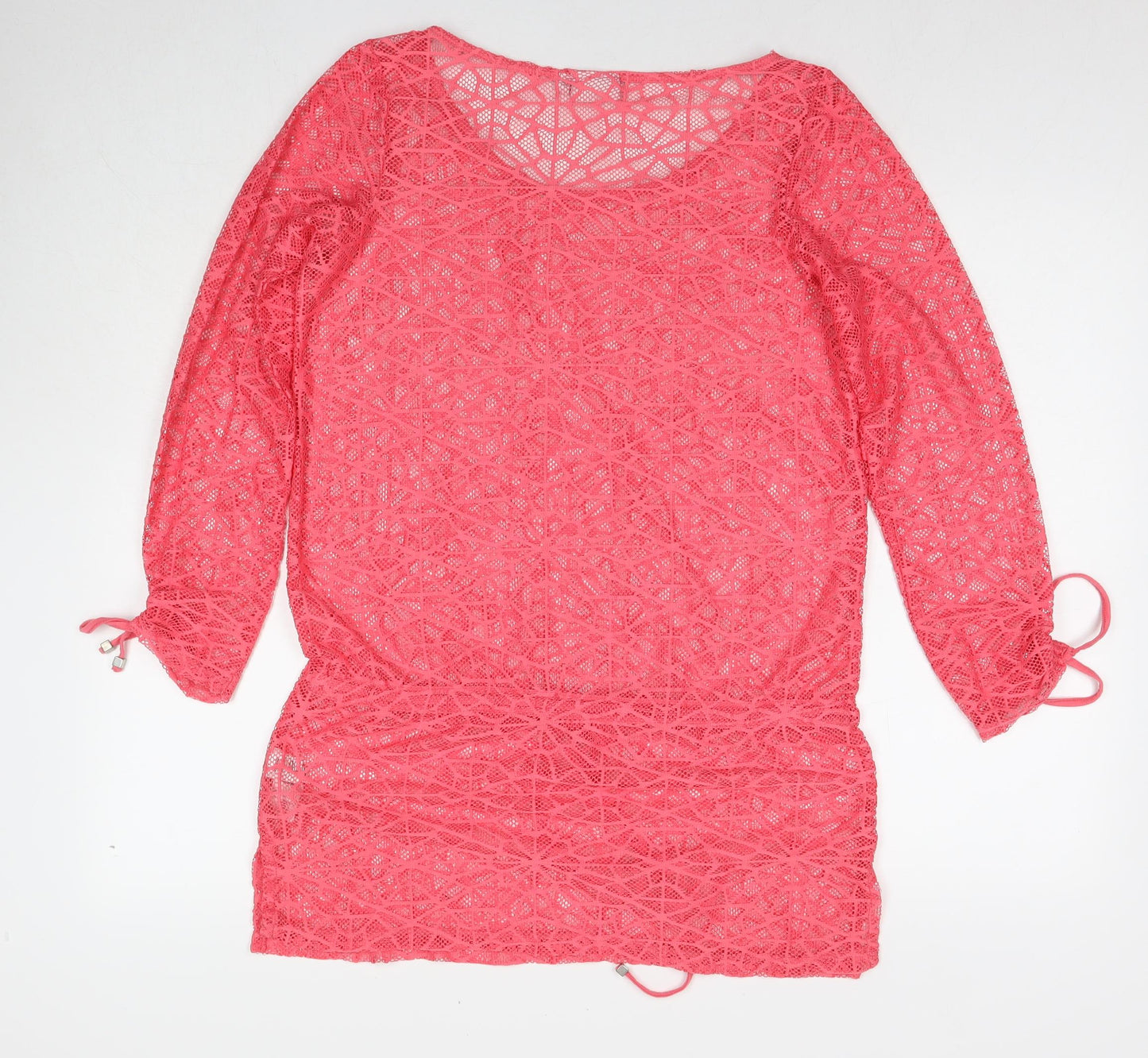 NEXT Womens Pink Polyester T-Shirt Dress Size 10 Roll Neck Pullover - Beach Cover-Up