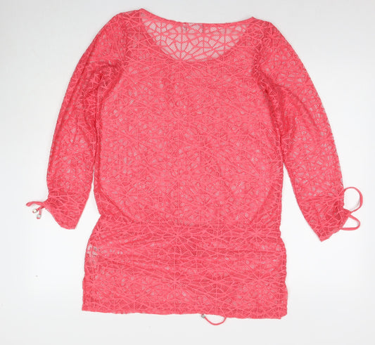 NEXT Womens Pink Polyester T-Shirt Dress Size 10 Roll Neck Pullover - Beach Cover-Up