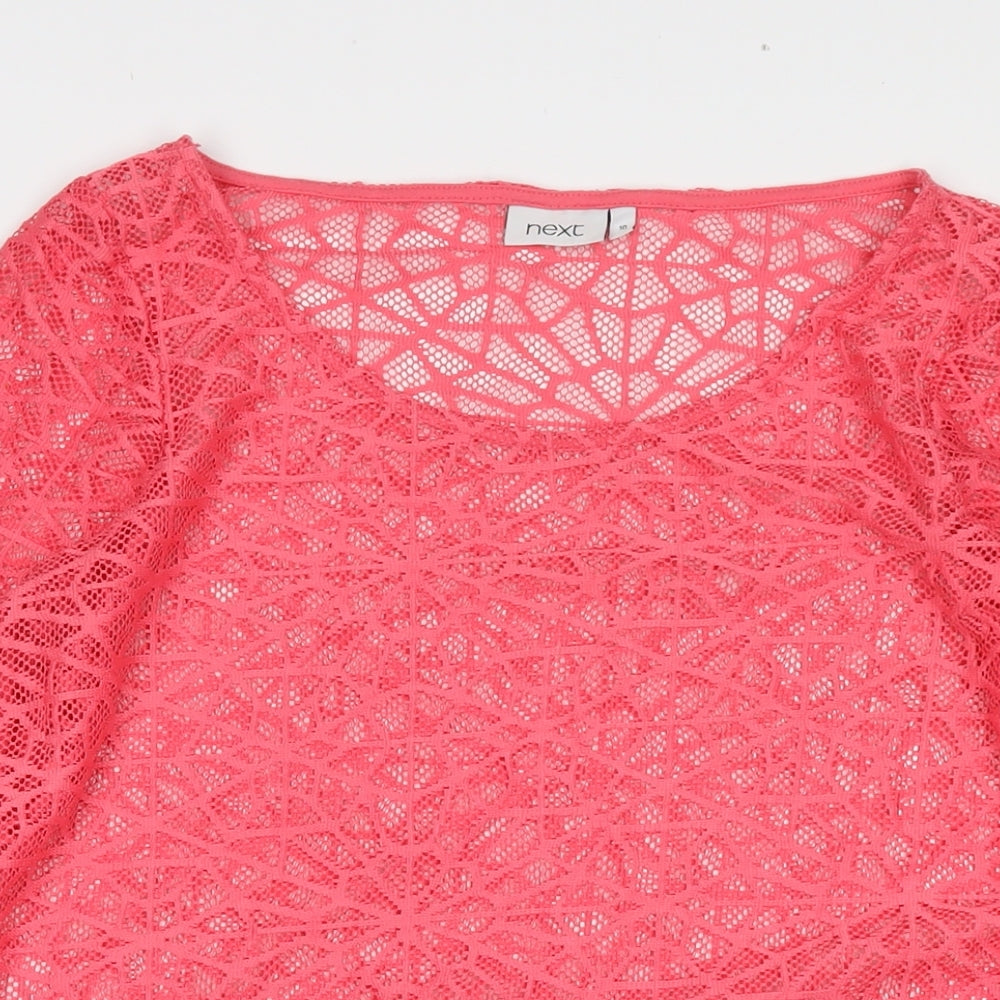 NEXT Womens Pink Polyester T-Shirt Dress Size 10 Roll Neck Pullover - Beach Cover-Up