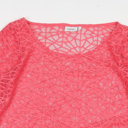 NEXT Womens Pink Polyester T-Shirt Dress Size 10 Roll Neck Pullover - Beach Cover-Up