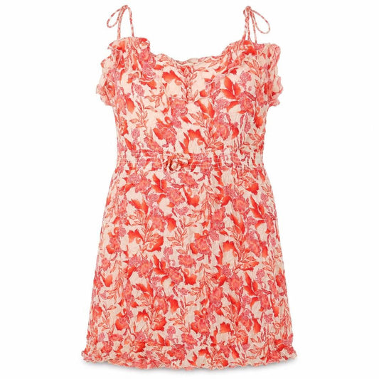 Debenhams Womens Red Floral Viscose Tank Dress Size M V-Neck Pullover