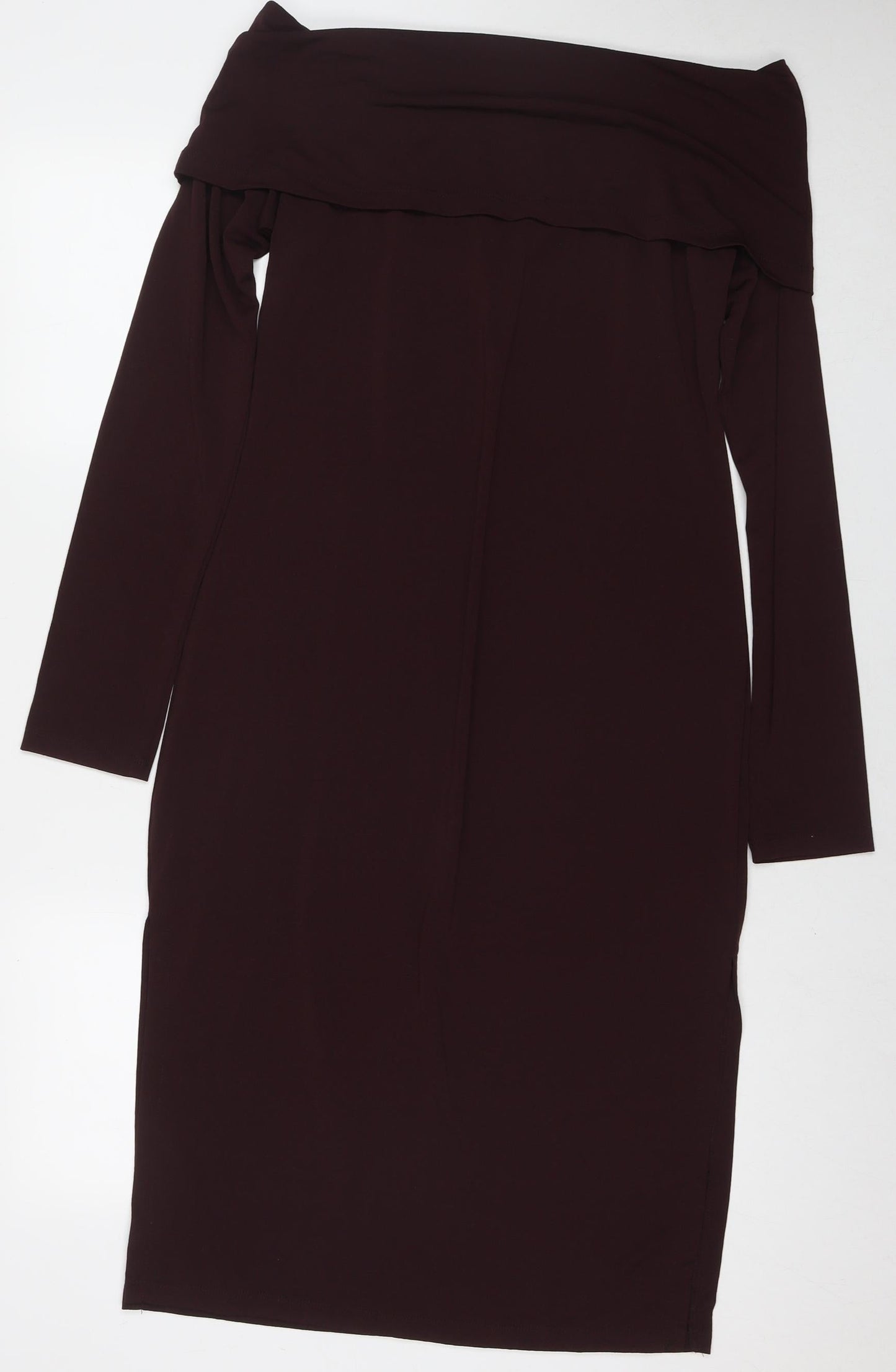H&M Womens Brown Polyester A-Line Size L Off the Shoulder Pullover