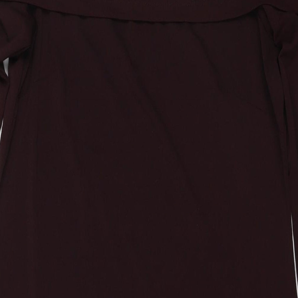 H&M Womens Brown Polyester A-Line Size L Off the Shoulder Pullover