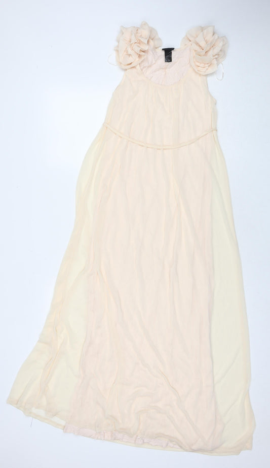 H&M Womens Beige Polyester Maxi Size XS Scoop Neck Pullover