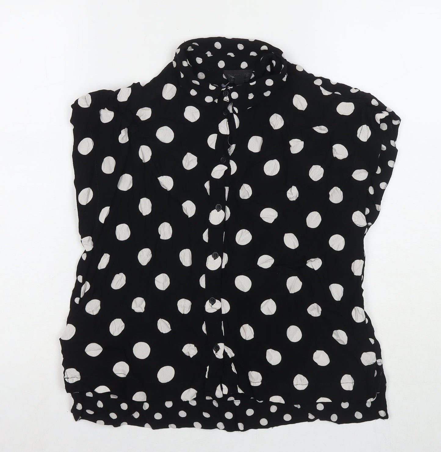 Womens UK Size 8 Topshop Black Basic Button-Up