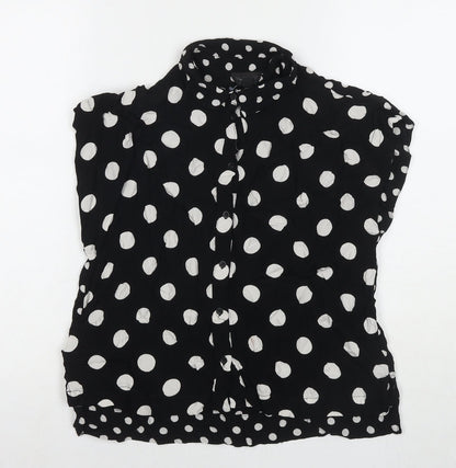 Womens UK Size 8 Topshop Black Basic Button-Up