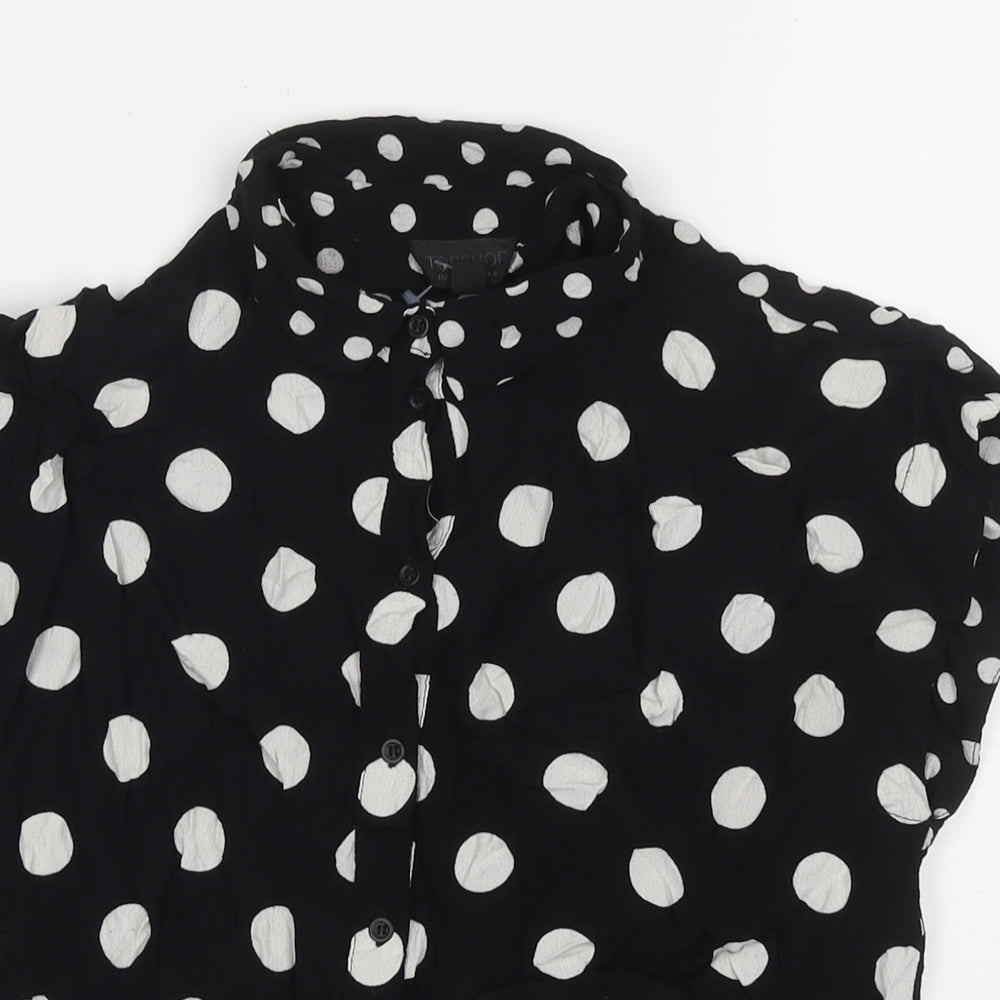 Womens UK Size 8 Topshop Black Basic Button-Up