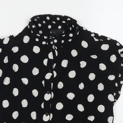 Womens UK Size 8 Topshop Black Basic Button-Up