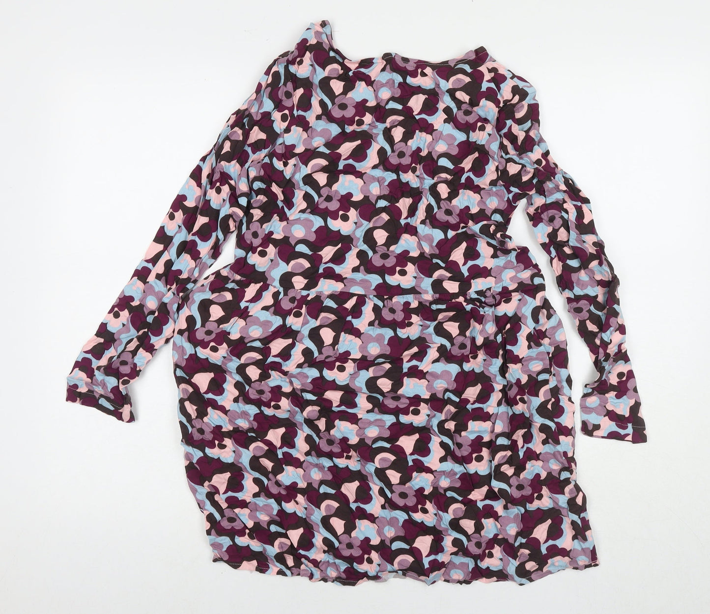Compania Fantastica Womens Purple Floral Viscose A-Line Size XS Round Neck Pullover