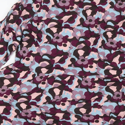 Compania Fantastica Womens Purple Floral Viscose A-Line Size XS Round Neck Pullover