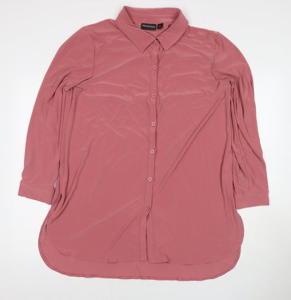Womens UK Size XL Nina Leonard Pink Basic Button-Up