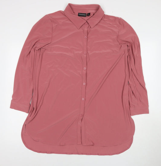 Womens UK Size XL Nina Leonard Pink Basic Button-Up