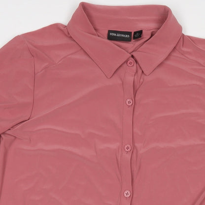 Womens UK Size XL Nina Leonard Pink Basic Button-Up