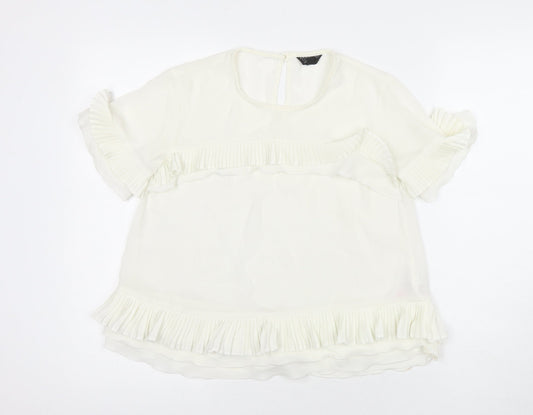 Womens UK Size 8 Topshop White Basic Blouse