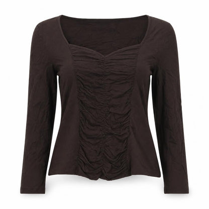 Womens UK Size 12 AMARANTO Brown Basic Blouse