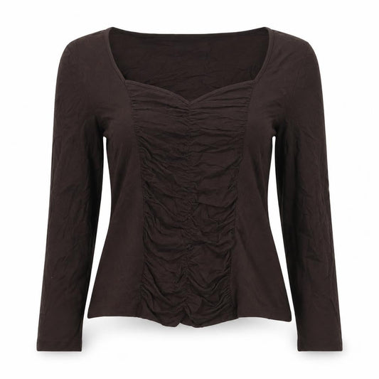 Womens UK Size 12 AMARANTO Brown Basic Blouse