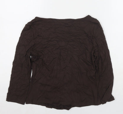 Womens UK Size 12 AMARANTO Brown Basic Blouse