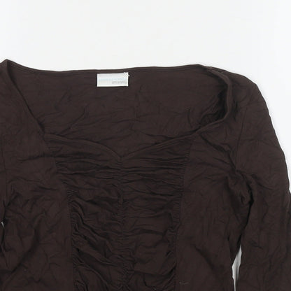 Womens UK Size 12 AMARANTO Brown Basic Blouse