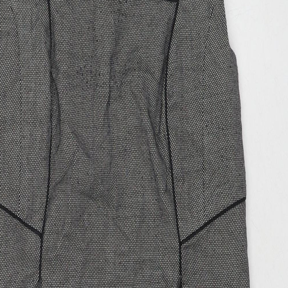 Debenhams Womens Grey Geometric Polyester A-Line Size 12 Round Neck Zip