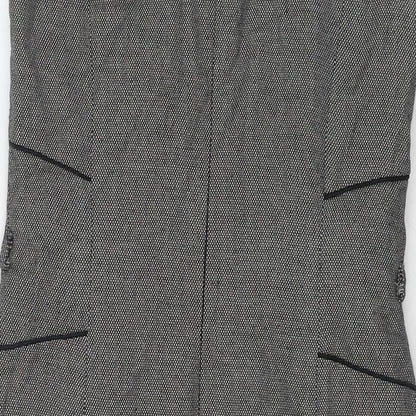 Debenhams Womens Grey Geometric Polyester A-Line Size 12 Round Neck Zip