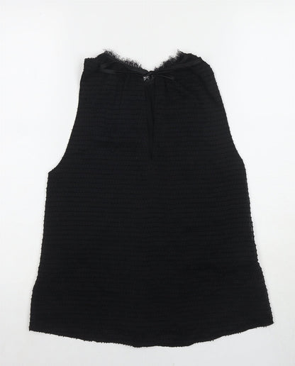 Mango Womens Black Polyester Basic Tank Size S Round Neck