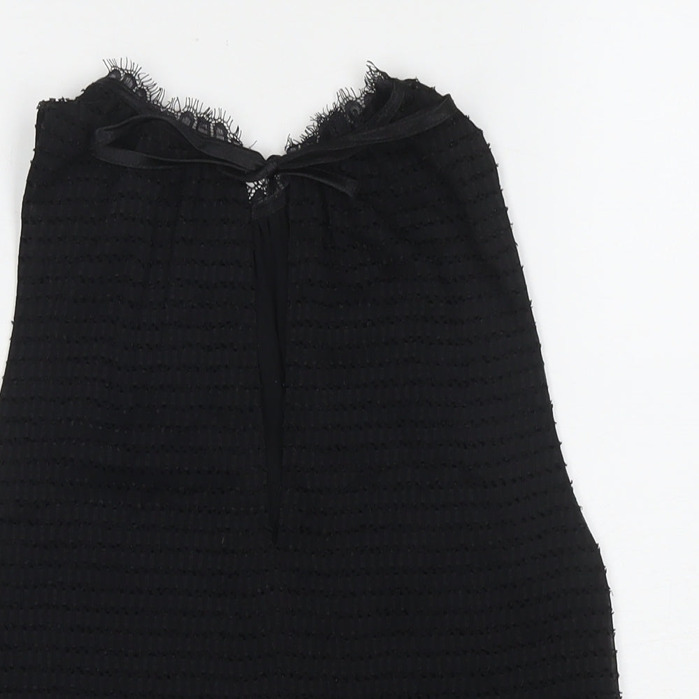 Mango Womens Black Polyester Basic Tank Size S Round Neck