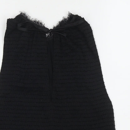 Mango Womens Black Polyester Basic Tank Size S Round Neck