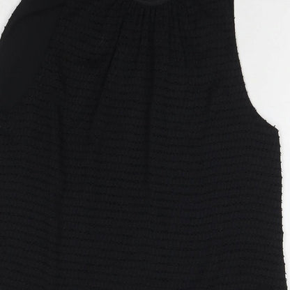 Mango Womens Black Polyester Basic Tank Size S Round Neck