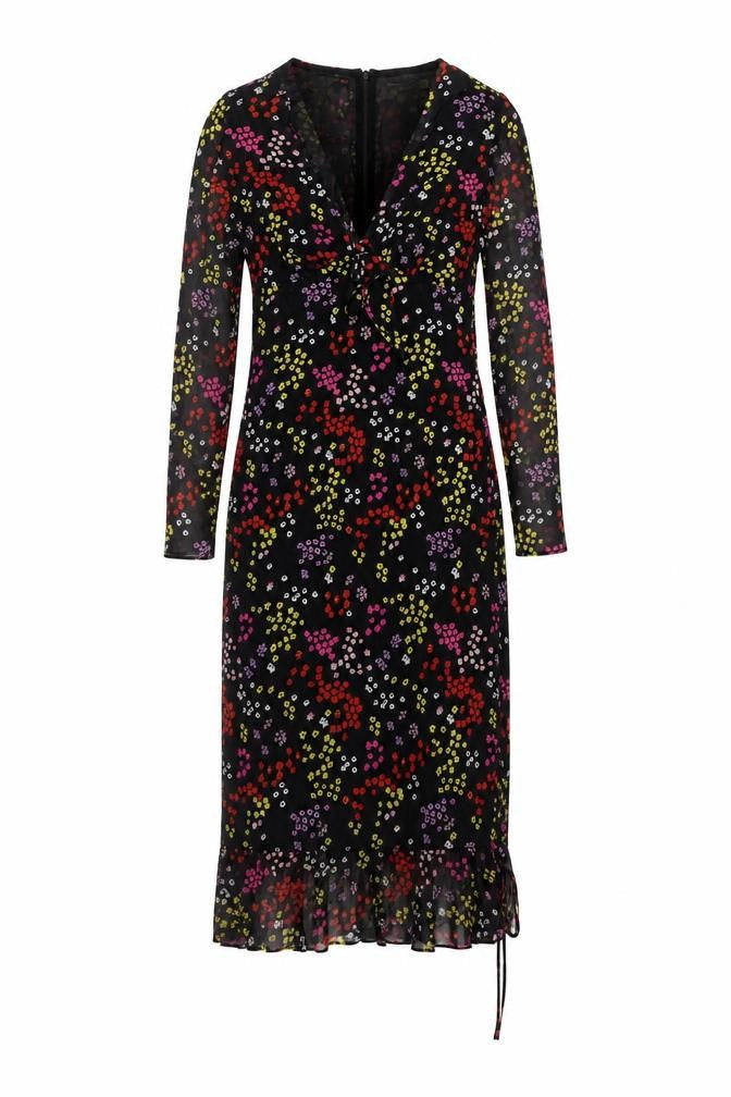 The East Order Womens Black Floral Polyester Maxi Size S V-Neck Pullover