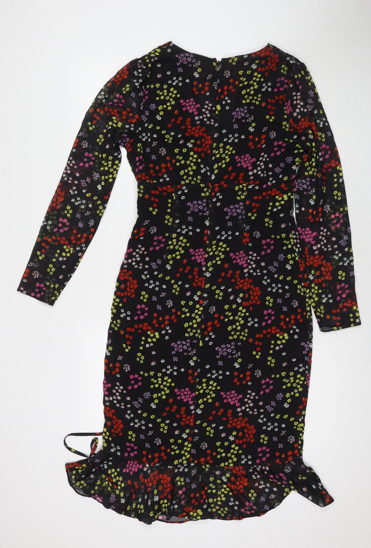 The East Order Womens Black Floral Polyester Maxi Size S V-Neck Pullover
