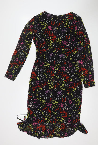 The East Order Womens Black Floral Polyester Maxi Size S V-Neck Pullover