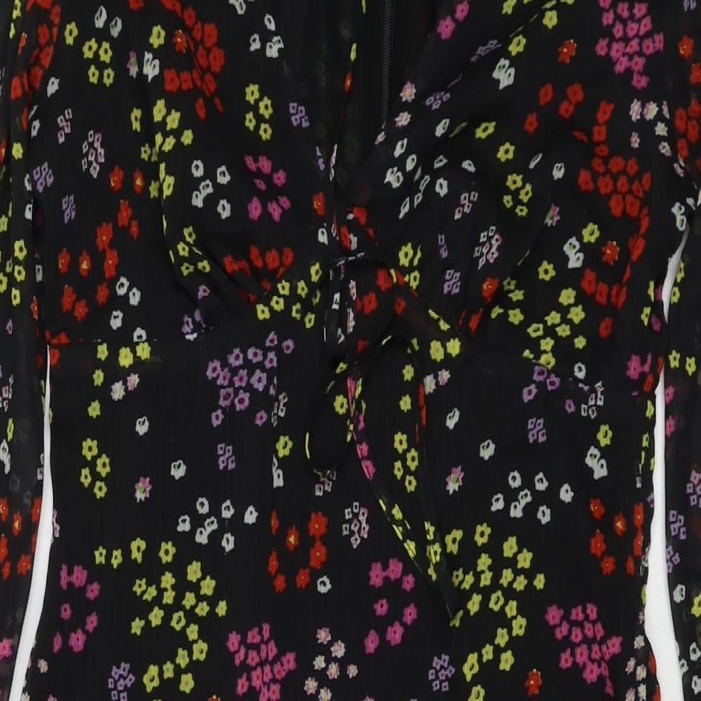 The East Order Womens Black Floral Polyester Maxi Size S V-Neck Pullover