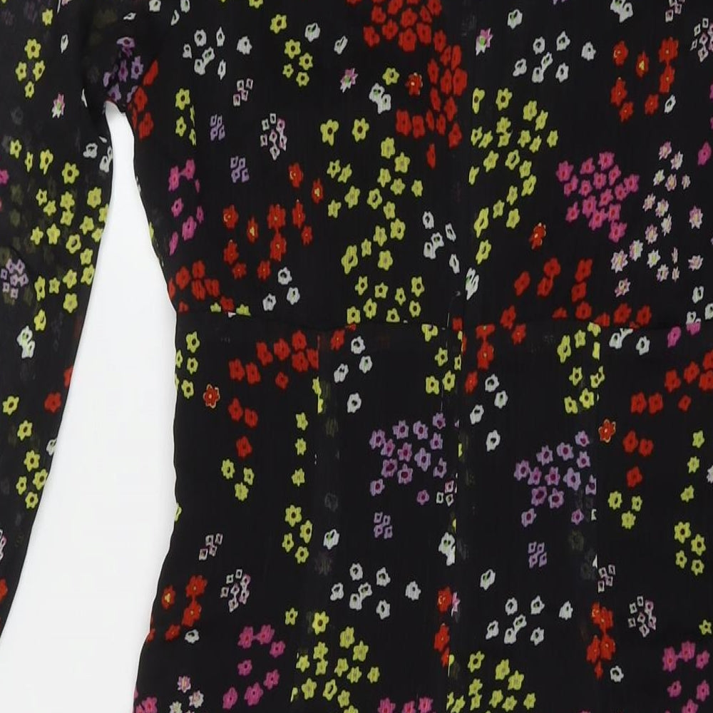 The East Order Womens Black Floral Polyester Maxi Size S V-Neck Pullover